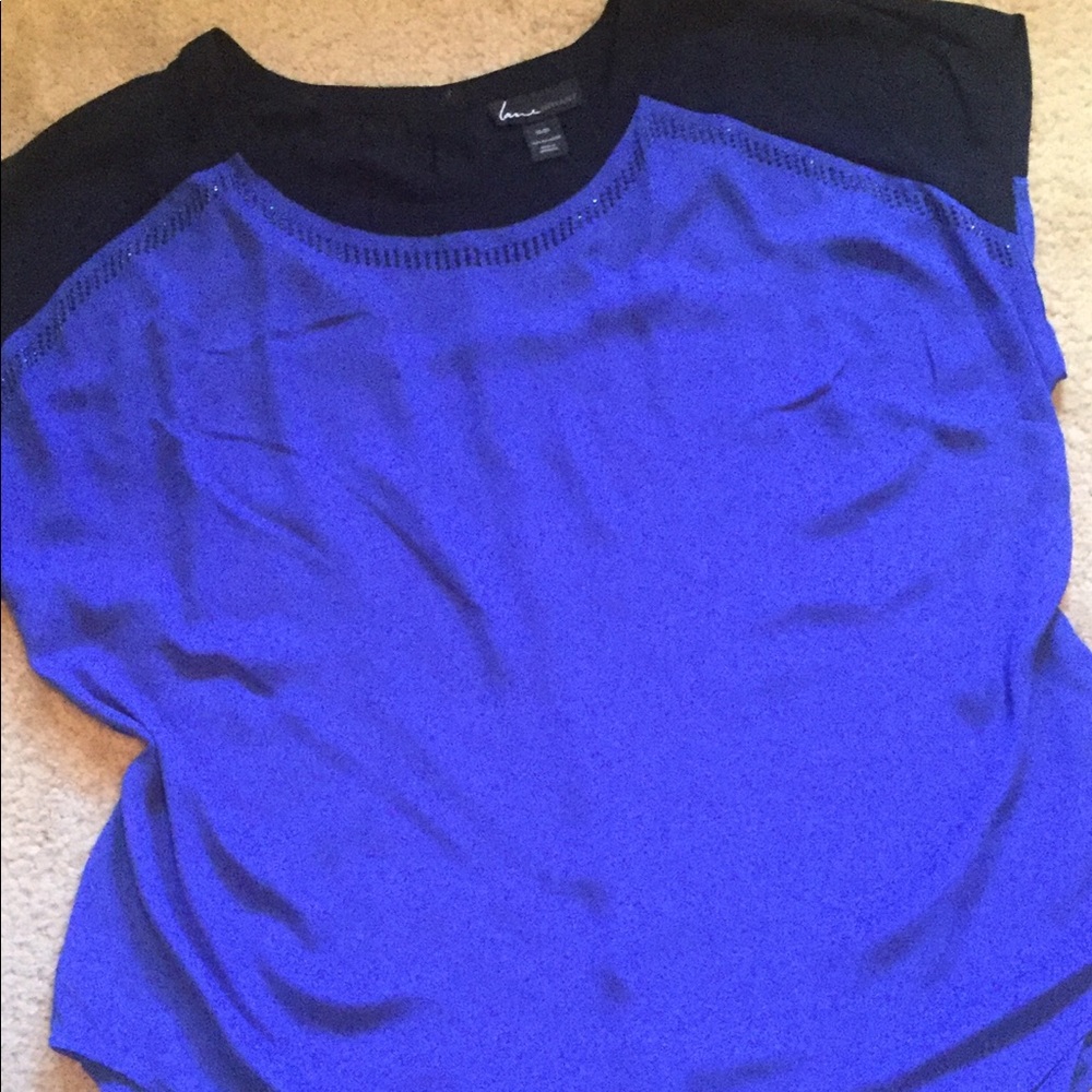 Lane Bryant black & blue top shirt w/sequins 18/20